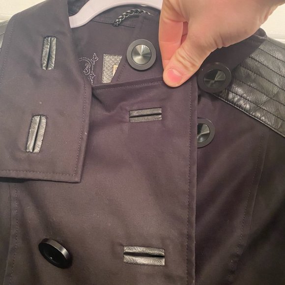 SOLD Mackage Trench Coat with Leather Trim - Picture 13 of 16